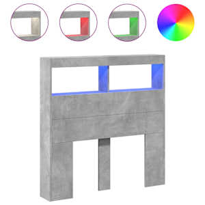 Čelo postele úložný prostor a LED betonově šedé 100x17x102 cm - obrázek 2