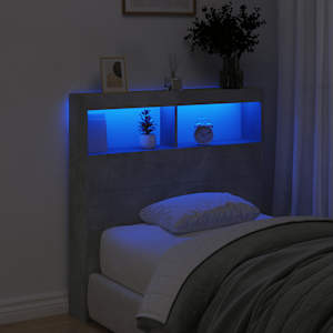 Čelo postele úložný prostor a LED betonově šedé 100x17x102 cm - obrázek 4