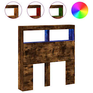 Čelo postele s úložným prostorem a LED kouřový dub 100x17x102cm - obrázek 2