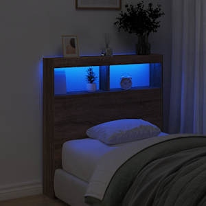 Čelo postele s úložným prostorem a LED hnědý dub 100x17x102 cm - obrázek 4