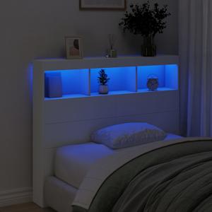 Čelo postele s úložným prostorem a LED bílé 120 x 17 x 102 cm - obrázek 4