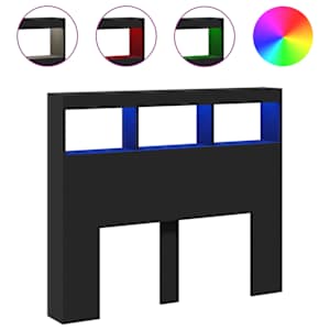 Čelo postele s úložným prostorem a LED černé 120 x 17 x 102 cm - obrázek 2