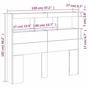 Čelo postele s úložným prostorem a LED černé 120 x 17 x 102 cm - obrázek 14