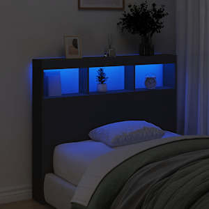 Čelo postele s úložným prostorem a LED černé 120 x 17 x 102 cm - obrázek 4