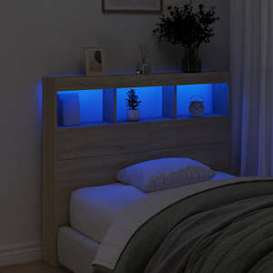 Čelo postele s úložným prostorem a LED dub sonoma 120x17x102 cm - obrázek 4