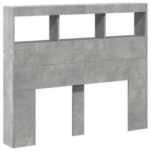Čelo postele úložný prostor a LED betonově šedé 120x17x102 cm - obrázek 3