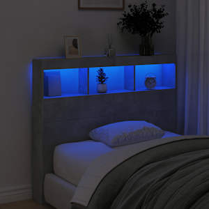 Čelo postele úložný prostor a LED betonově šedé 120x17x102 cm - obrázek 4