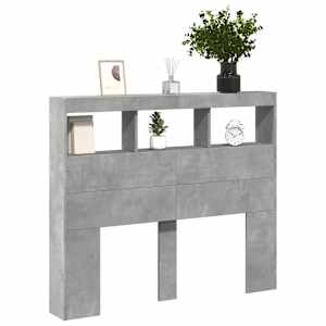 Čelo postele úložný prostor a LED betonově šedé 120x17x102 cm - obrázek 5