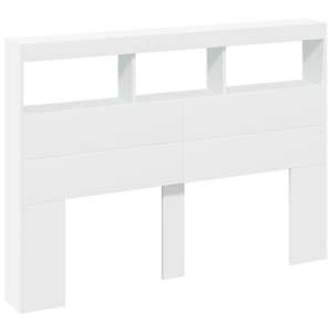 Čelo postele s úložným prostorem a LED bílé 140 x 17 x 102 cm - obrázek 3