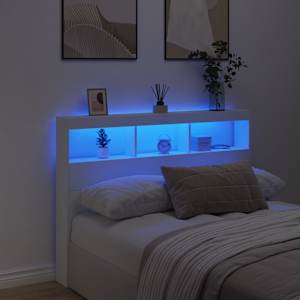 Čelo postele s úložným prostorem a LED bílé 140 x 17 x 102 cm - obrázek 4