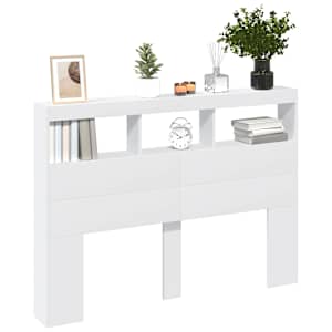 Čelo postele s úložným prostorem a LED bílé 140 x 17 x 102 cm - obrázek 5