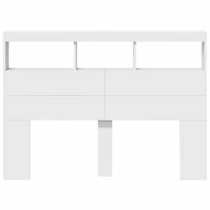 Čelo postele s úložným prostorem a LED bílé 140 x 17 x 102 cm - obrázek 6