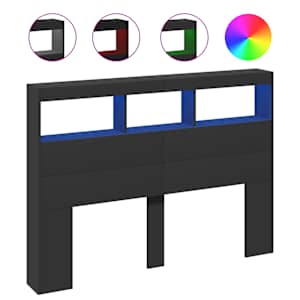 Čelo postele s úložným prostorem a LED černé 140 x 17 x 102 cm - obrázek 2