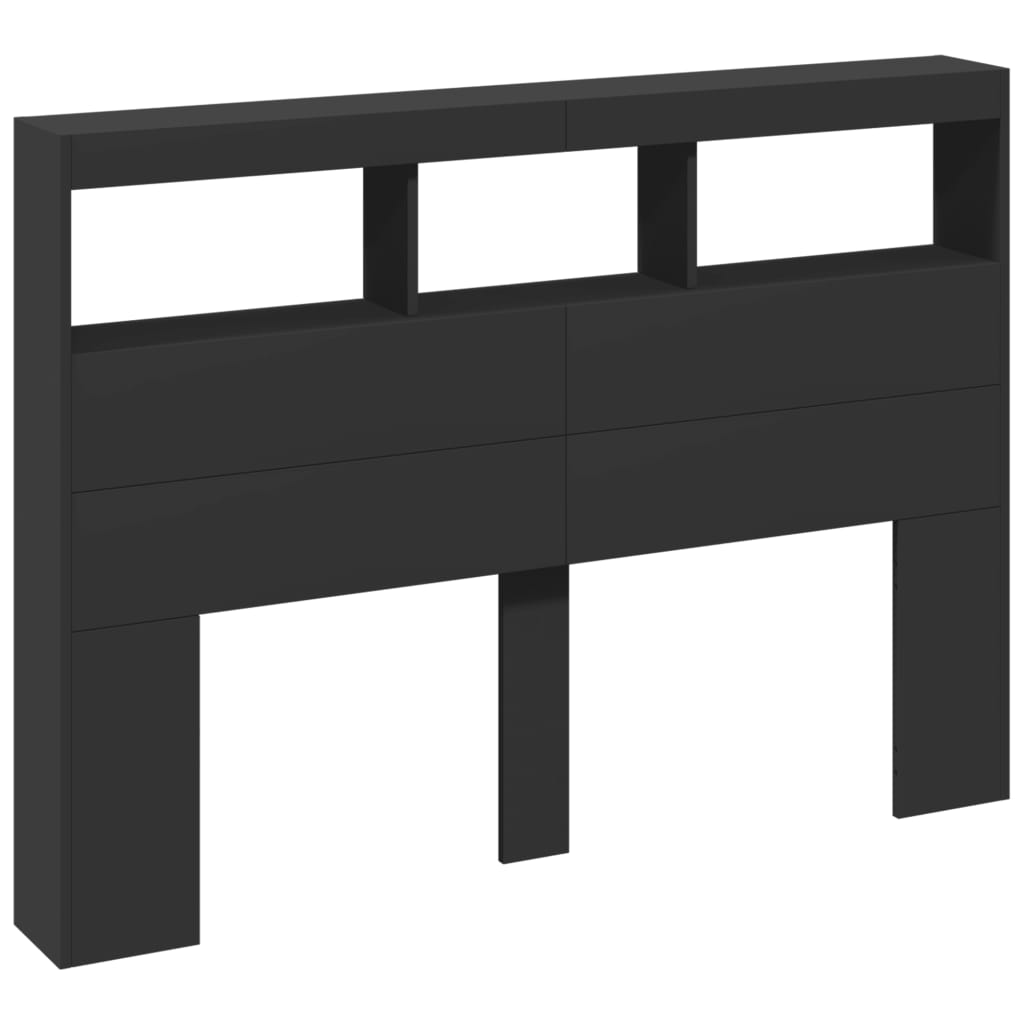 vidaXL Hoofdbordkast met LED-verlichting 140x17x102 cm zwart afbeelding