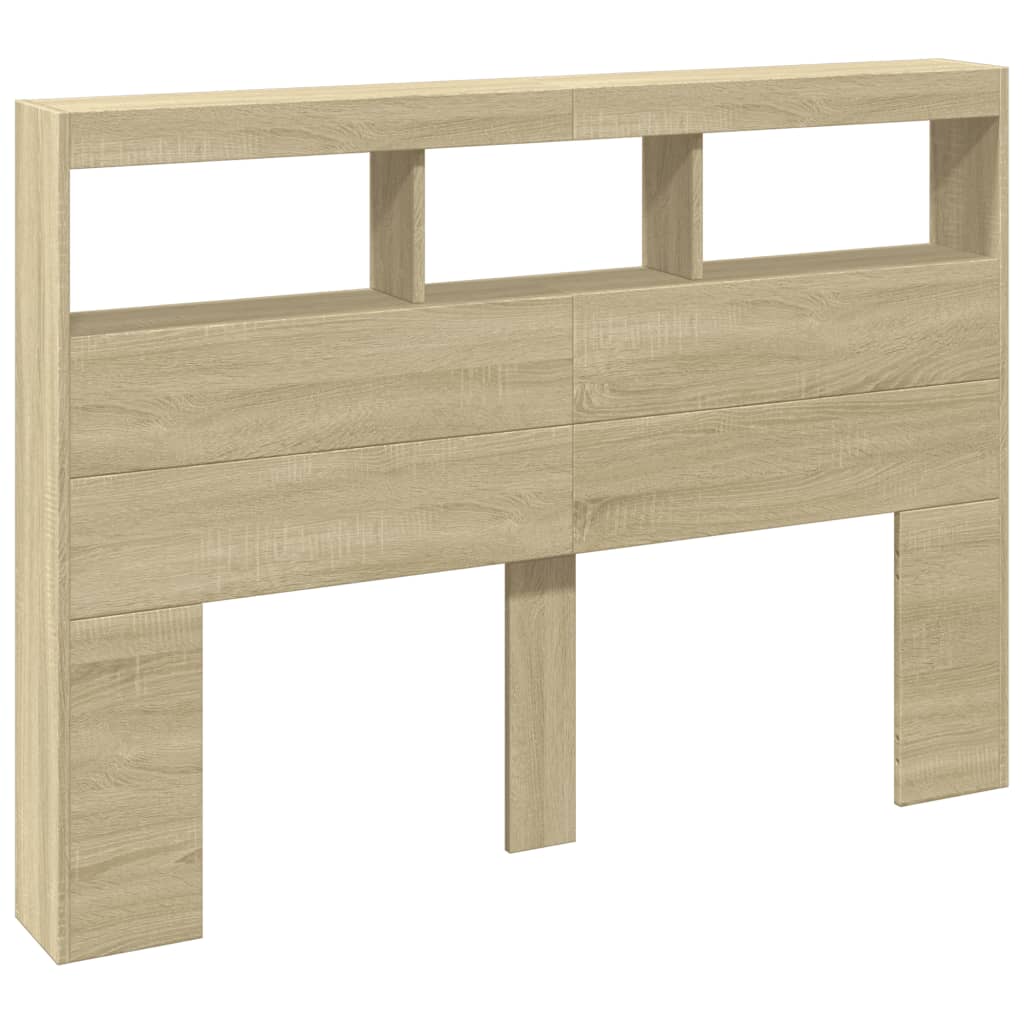 vidaXL Hoofdbordkast met LED-verlichting 140x17x102 cm sonoma eiken afbeelding