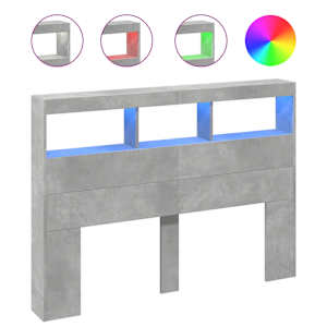 Čelo postele úložný prostor a LED betonově šedé 140x17x102 cm - obrázek 2
