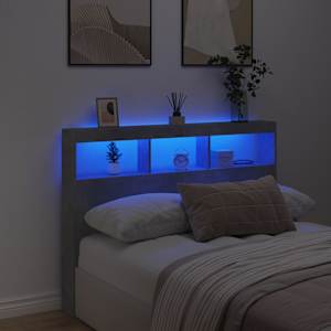 Čelo postele úložný prostor a LED betonově šedé 140x17x102 cm - obrázek 4