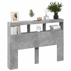 Čelo postele úložný prostor a LED betonově šedé 140x17x102 cm - obrázek 5