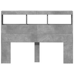 Čelo postele úložný prostor a LED betonově šedé 140x17x102 cm - obrázek 6