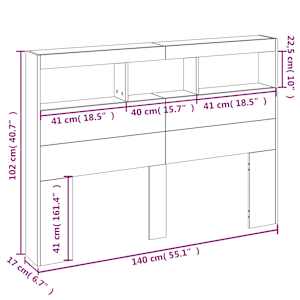 Čelo postele s úložným prostorem a LED kouřový dub 140x17x102cm - obrázek 14