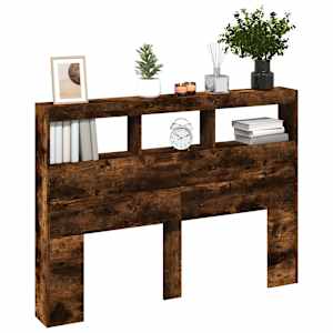 Čelo postele s úložným prostorem a LED kouřový dub 140x17x102cm - obrázek 5