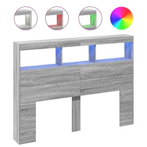 Čelo postele s úložným prostorem a LED šedé sonoma 140x17x102cm - obrázek 2