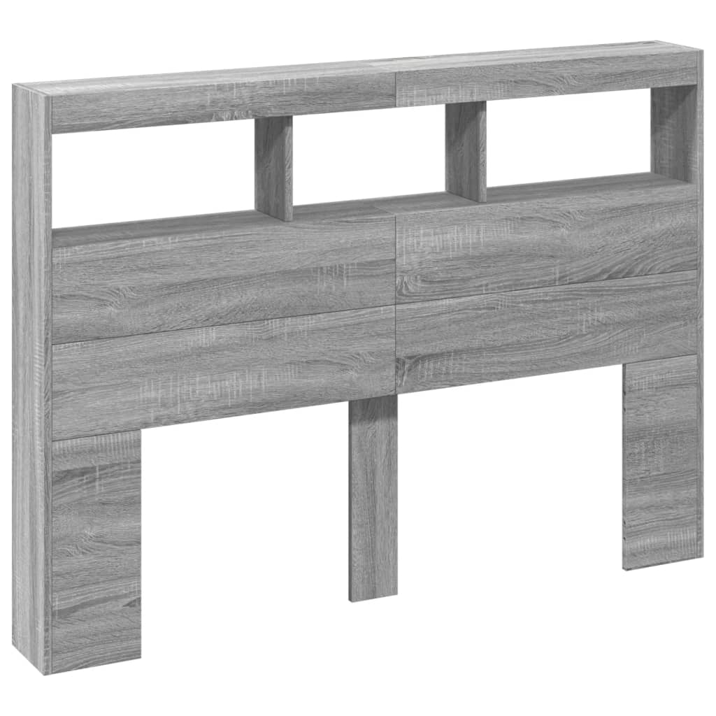 vidaXL Hoofdbordkast met LED-verlichting 140x17x102 cm grijs sonoma afbeelding
