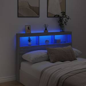 Čelo postele s úložným prostorem a LED šedé sonoma 140x17x102cm - obrázek 4