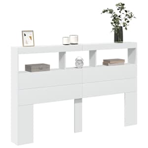 Čelo postele s úložným prostorem a LED bílé 160 x 17 x 102 cm - obrázek 5