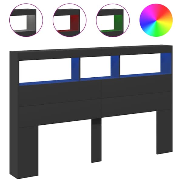 vidaXL voodipeatsi kapp LED-tuledega, must, 160 x 17 x 102 cm