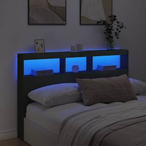 Čelo postele s úložným prostorem a LED černé 160 x 17 x 102 cm - obrázek 4