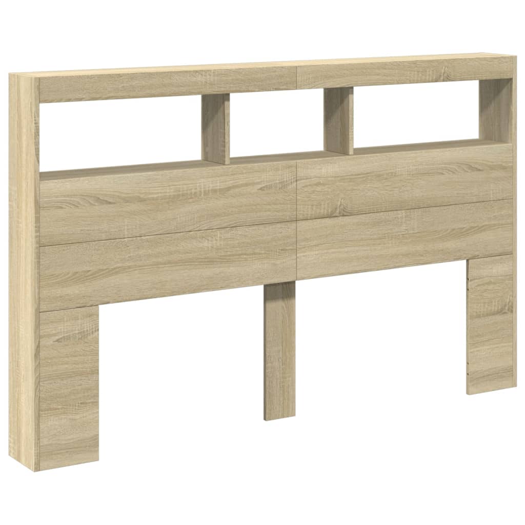 vidaXL Hoofdbordkast met LED-verlichting 160x17x102 cm sonoma eiken afbeelding