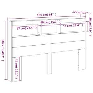 Čelo postele s úložným prostorem a LED dub sonoma 160x17x102 cm - obrázek 14
