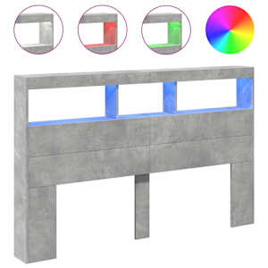 Čelo postele úložný prostor a LED betonově šedé 160x17x102 cm - obrázek 2