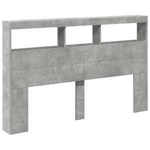 Čelo postele úložný prostor a LED betonově šedé 160x17x102 cm - obrázek 3