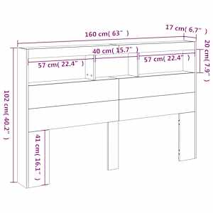 Čelo postele úložný prostor a LED betonově šedé 160x17x102 cm - obrázek 14