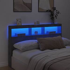 Čelo postele úložný prostor a LED betonově šedé 160x17x102 cm - obrázek 4