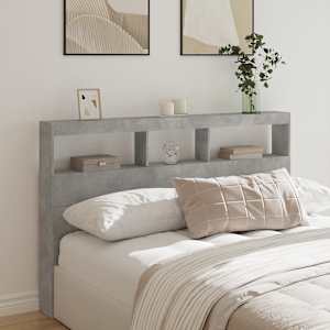 Čelo postele úložný prostor a LED betonově šedé 160x17x102 cm - obrázek 1