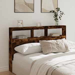 Omarica za vzglavje postelje LED dimljeni hrast 160x17x102 cm