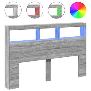 Čelo postele s úložným prostorem a LED šedé sonoma 160x17x102cm - obrázek 2