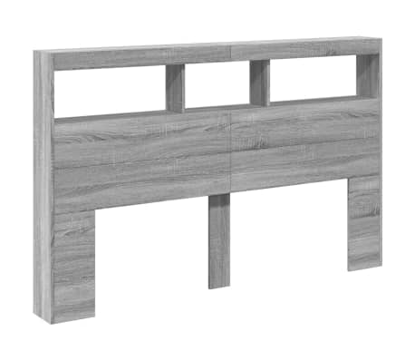 vidaXL Hoofdbordkast met LED-verlichting 160x17x102 cm grijs sonoma
