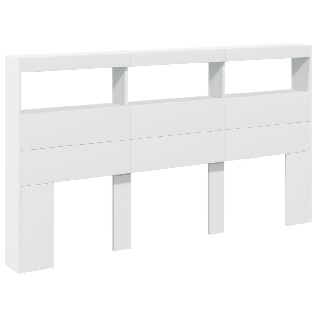 vidaXL Hoofdbordkast met LED-verlichting 180x17x102 cm wit afbeelding