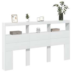 Čelo postele s úložným prostorem a LED bílé 180 x 17 x 102 cm - obrázek 5