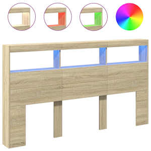 Čelo postele s úložným prostorem a LED dub sonoma 180x17x102 cm - obrázek 2