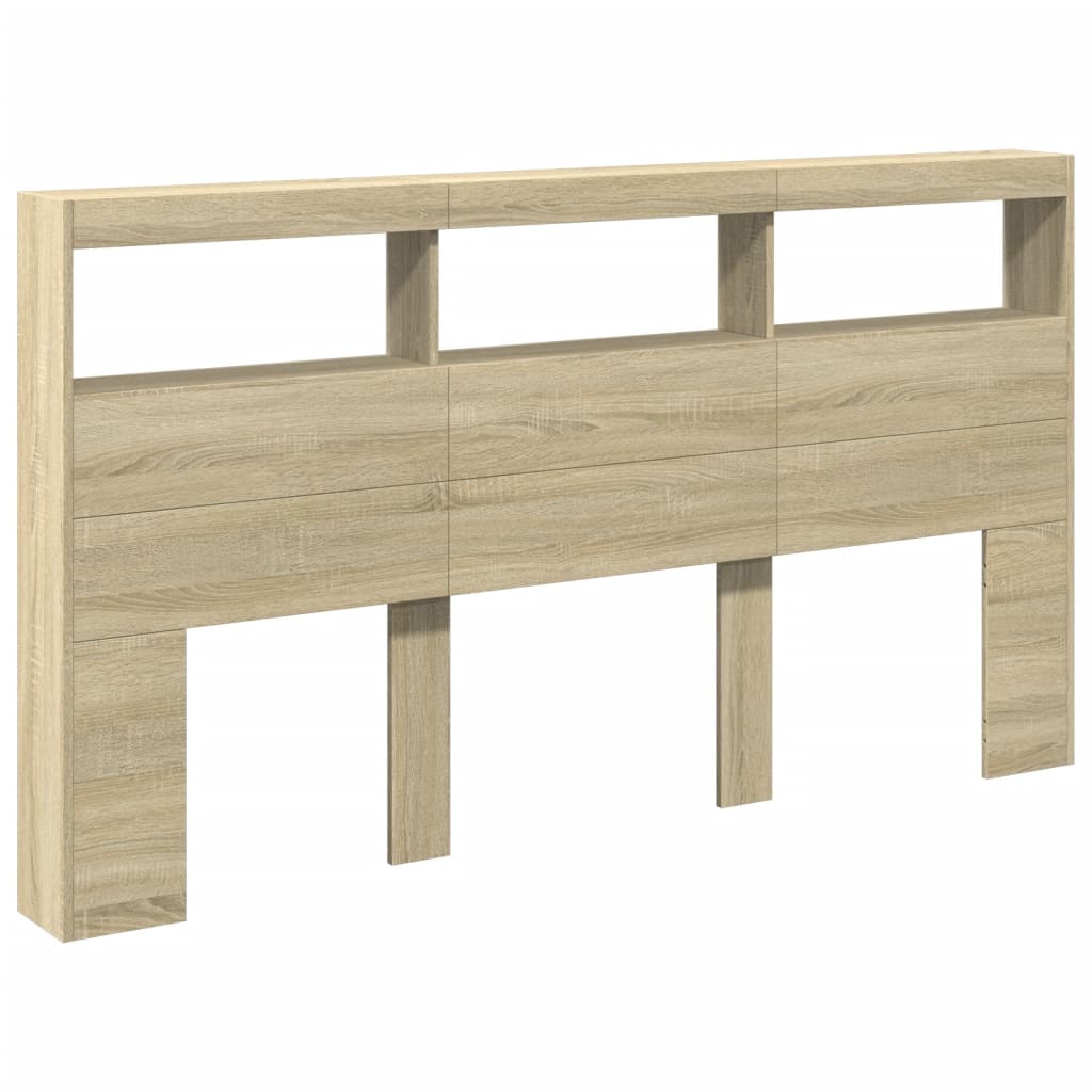 vidaXL Hoofdbordkast met LED-verlichting 180x17x102 cm sonoma eiken afbeelding