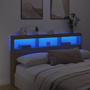 Čelo postele s úložným prostorem a LED dub sonoma 180x17x102 cm - obrázek 4
