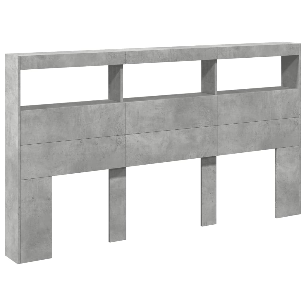 vidaXL betonszürke áthidalószekrény LED-világítással 180 x 17 x 102 cm