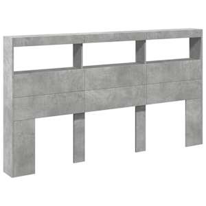 Čelo postele úložný prostor a LED betonově šedé 180x17x102 cm - obrázek 3