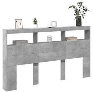 Čelo postele úložný prostor a LED betonově šedé 180x17x102 cm - obrázek 5