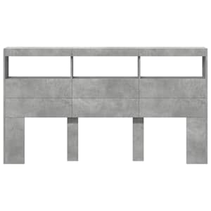 Čelo postele úložný prostor a LED betonově šedé 180x17x102 cm - obrázek 6